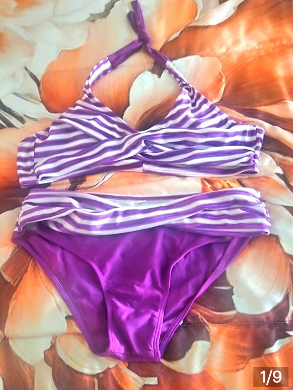 Bikini Purple White NWOT Size Med Very Pretty Suit